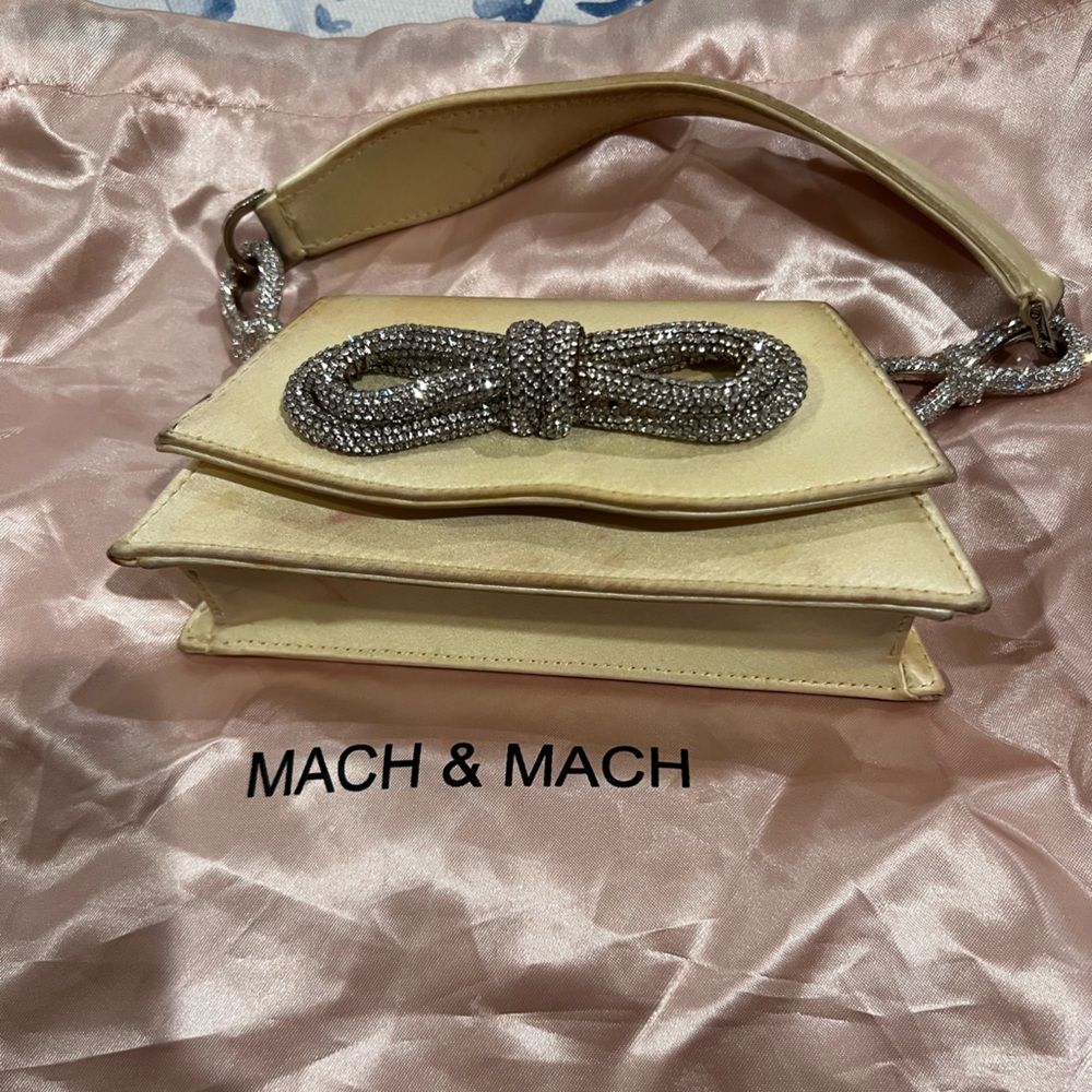 MACH & MACH Yellow mini Bag with Crystal Bow Accent